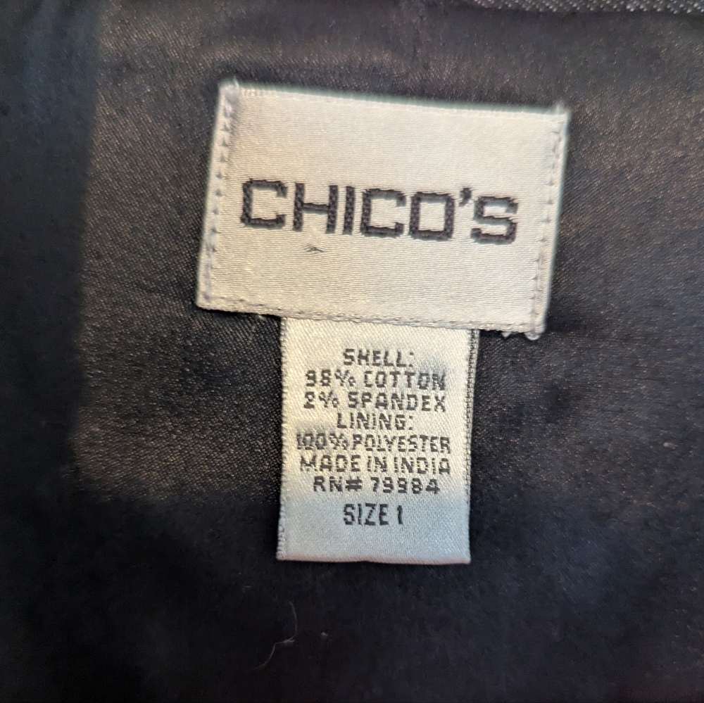 Chico's Vintage 90s Dark Jean Jacket with Embellishments - Picture 5 of 12